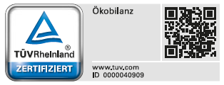 TÜV Rheinland zertifiziert – Ökobilanz (ID 0000040909) (Logo)