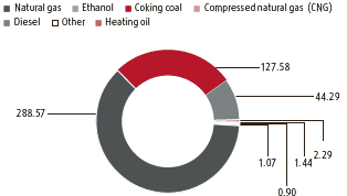 Direct energy consumption (properties, production, etc.) (pie chart)